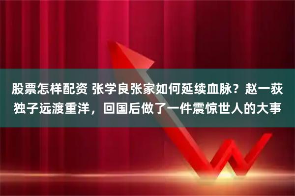 股票怎样配资 张学良张家如何延续血脉？赵一荻独子远渡重洋，回国后做了一件震惊世人的大事